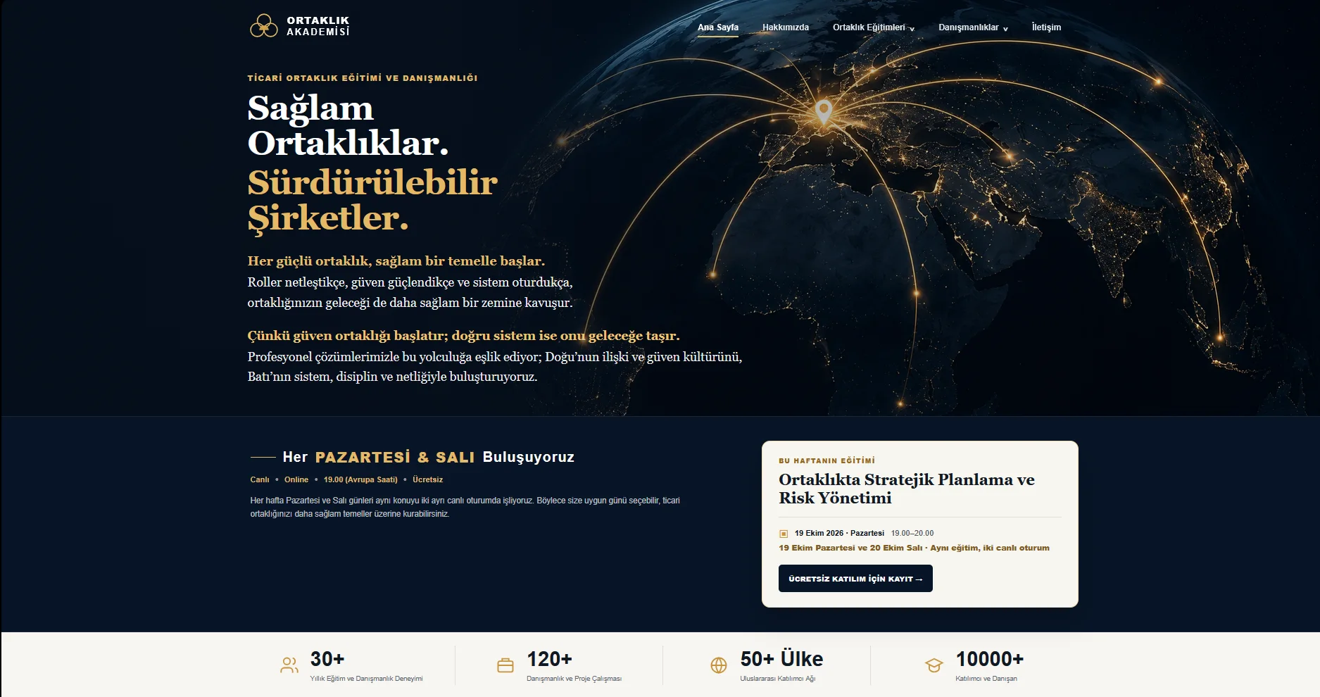 Screenshot of the Ortaklık Akademisi website