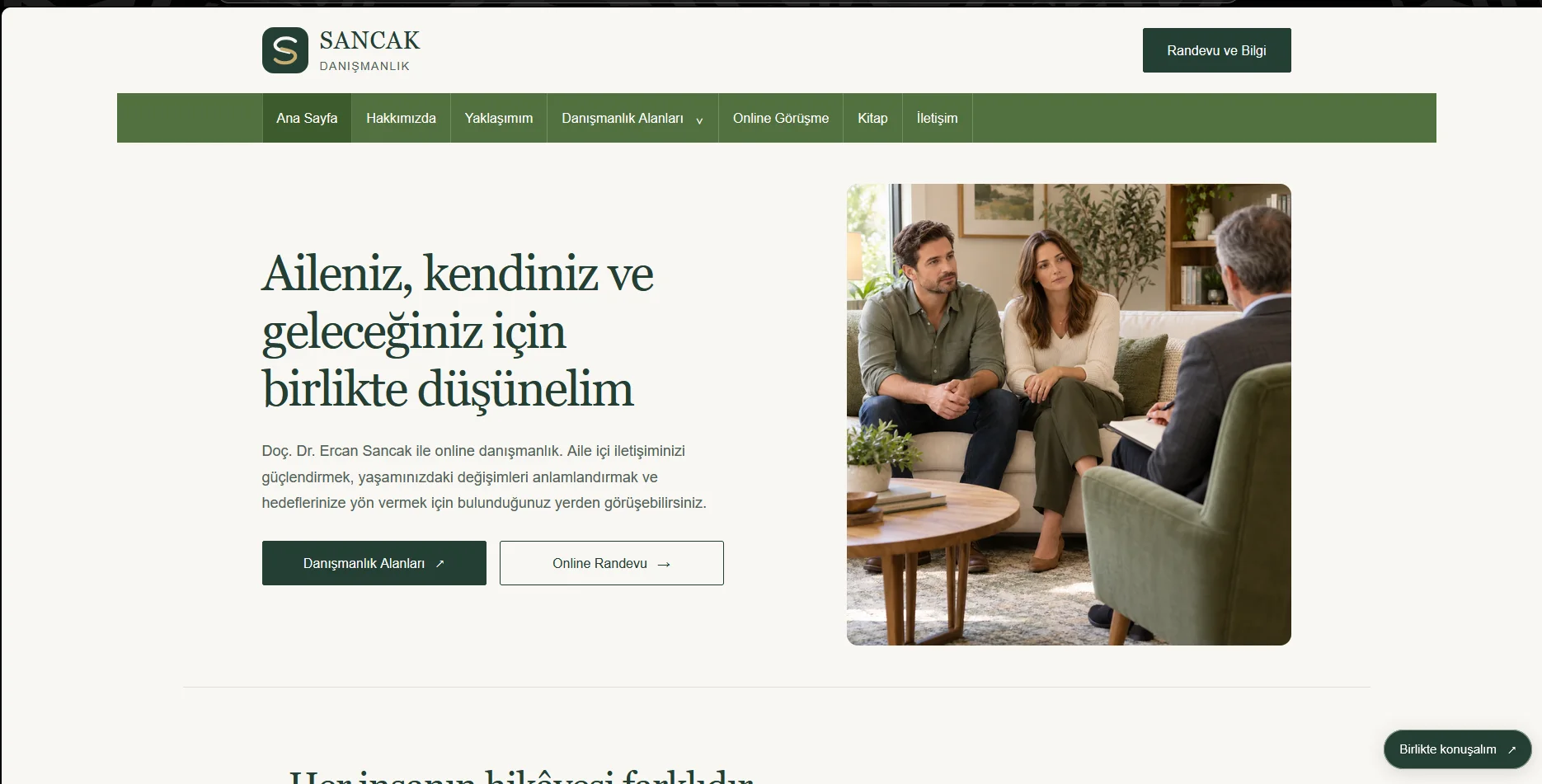 Screenshot of the Sancak Danışmanlık website